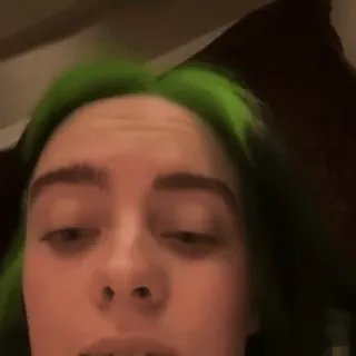 🤨 Billie Eilish นักร้อง, ผมสีเขียว, คนดัง, ป๊อปสตาร์, ภาพเหมือน telegram sticker