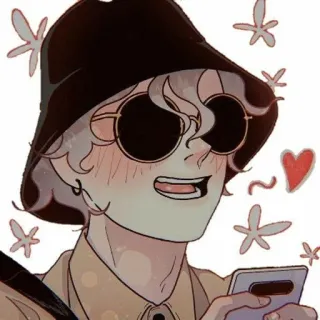 🥰 Аниме, Мультфильм, Персонаж, Иллюстрация, Очки, Портрет whatsapp sticker