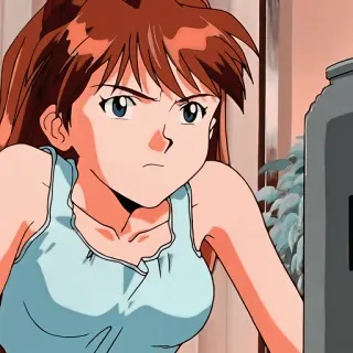 😕 Asuka Langley Soryu Neon Genesis Evangelion anime, manga, character, girl telegram sticker