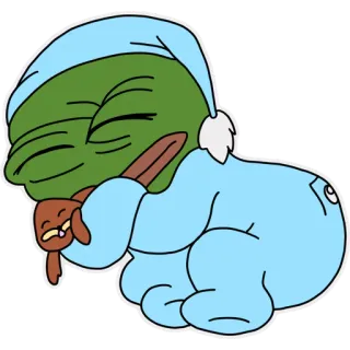 💤 Pepe the Frog Pepe de Kikker, Meme, Slapen, Nacht, Pyjama telegram sticker