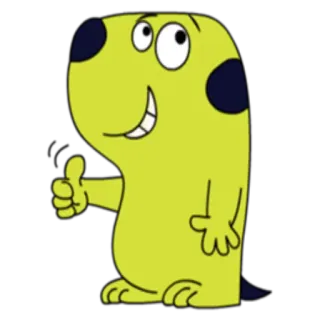 👍 Dessin animé, Chien, Animal, Pouce levé, Vert whatsapp sticker