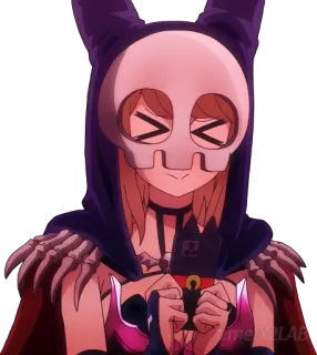 😆 Аниме, Персонаж, Череп, Капюшон, Маска, Мультфильм telegram sticker