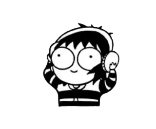 🎵 cartoon, character, headphones, black and white, cute, illustration telegram sticker