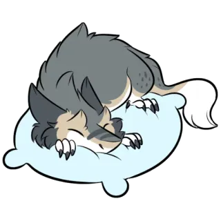 💤 wolf, animal, sleeping, pillow, cute, cartoon telegram sticker