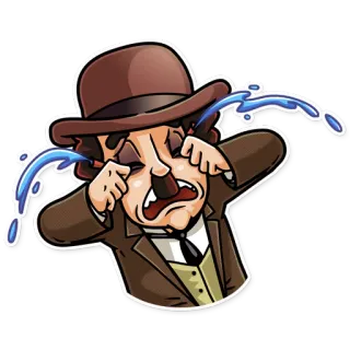 😭 Charlie Chaplin llorando, triste, lágrimas, chaplin, cine mudo, comedia whatsapp sticker