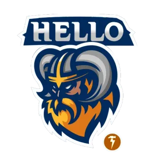 👋 HELLO ciao, vichingo, elmetto, mascotte, barba, cartone animato telegram sticker