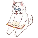 🐶 dog, reading, book, glasses, animal, pet telegram sticker