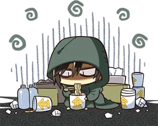 🌀 Аниме, Мультфильм, Рамен, Одинокий, Грустный whatsapp sticker
