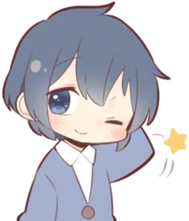 😉 Аниме парень, Чиби, Милый, Мультфильм, Подмигивание telegram sticker