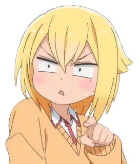 🤨 anime, indicare, cartone animato, capelli biondi, espressione telegram sticker