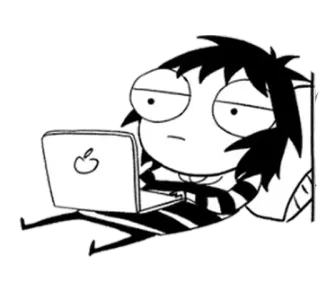 😐 laptop, cartoon, tired, working, character, computer, lazy telegram sticker