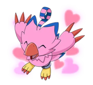 😄 Piyomon Digimon 디지몬, 피요몬, 새, 분홍색, 귀여운, 애니메이션 telegram sticker