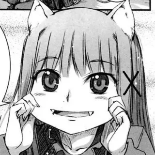 😄 Holo Spice and Wolf anime, wolf ears, spice and wolf, holo, cute, manga telegram sticker