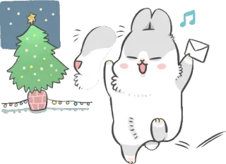 😄 christmas, holiday, celebration, bunny, cute, mail telegram sticker