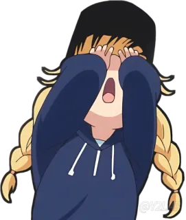 🫣 anime, desenho animado, personagem, menina, assustada, chorando telegram sticker