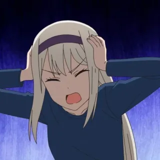 🤕 anime, meisje, geschokt, verrast, boos, uitdrukking, cartoon whatsapp sticker