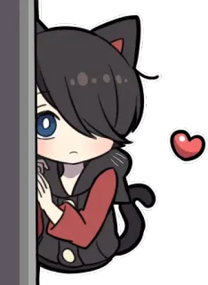 👀 Anime, Lindo, Kawaii, Gato, Orejas, Corazón whatsapp sticker