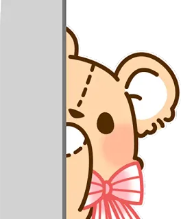 😶 熊, 贴纸, 可爱, 卡通, 蝴蝶结, 偷看 telegram sticker
