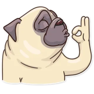 👌 pug, cachorro, ok, animal, fofo, adesivo telegram sticker