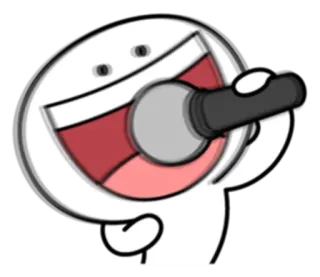 😎 Мультфильм, Микрофон, Пение, Белый, Персонаж telegram sticker