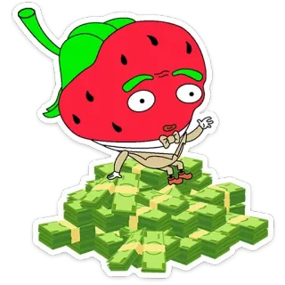 🤑 Strawberry strawberry, fruit, cartoon, money, cash, illustration telegram sticker