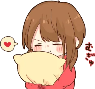 ❤️ むぎゅ Anime, Kawaii, Mignon, Fille, Câlin, Oreiller telegram sticker