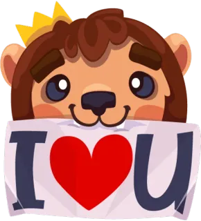 ❤ I ♥ U любовь, сердце, медведь, корона, мультфильм, милый telegram sticker