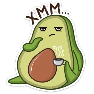 🤔 XMM... avocat, mignon, café, nourriture, sticker, paresseux, relaxant telegram sticker