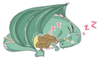 😴 zzz dormire, drago, ragazza, amicizia, cartoni animati, carino, fantasy, sonno telegram sticker