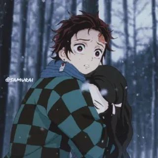 🔥 Tanjiro Kamado Demon Slayer Anime, Umarmung, Zuneigung, Familie, Schnee, Demon Slayer whatsapp sticker