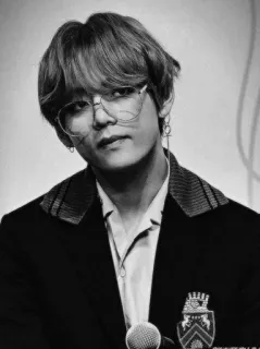 👽 V kpop, bts, singer, portrait, glasses, idol, music telegram sticker