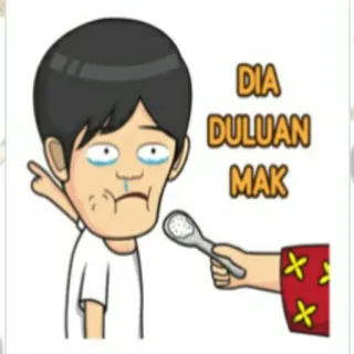 🕴 DIA DULUAN MAK мультфильм, плач, ложка, соль, выражение, индонезийский telegram sticker