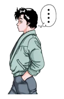 😐 thinking, curious, pondering, cartoon, illustration telegram sticker