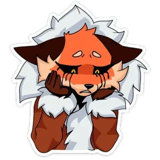 😔 renard, triste, pleurs, poilu, dessin animé, animal, larmes, émotion telegram sticker