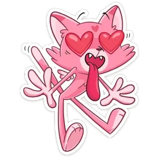 😍 고양이, 사랑, 하트, 만화, 분홍색, 동물 telegram sticker