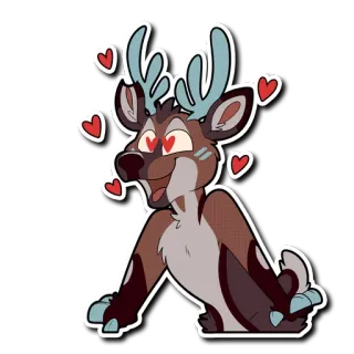 😍 cerf, animal, coeurs, mignon, amour, dessin animé telegram sticker
