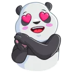 😍 Panda, Amour, Coeur yeux, Mignon, Dessin animé, Animal whatsapp sticker