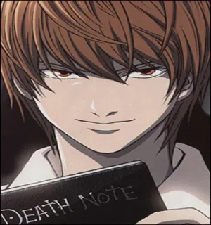 😈 Light Yagami Death Note DEATH NOTE อนิเมะ, เดธโน้ต, ยางามิ ไลท์, มังงะ, ยมทูต, สมุด telegram sticker
