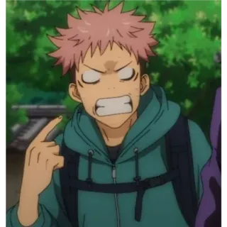 🎭 Yuji Itadori Jujutsu Kaisen Anime, Mangá, Dedo, Apontando, Bobo, Engraçado telegram sticker