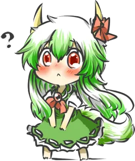 ❓ Аниме, Каваий, Вопросительный знак, Чиби, Персонаж, Девушка-монстр telegram sticker