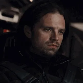 😐 Bucky Barnes Баки Барнс, Зимний Солдат, Marvel, Грустный, Себастиан Стэн, Персонаж, Портрет telegram sticker