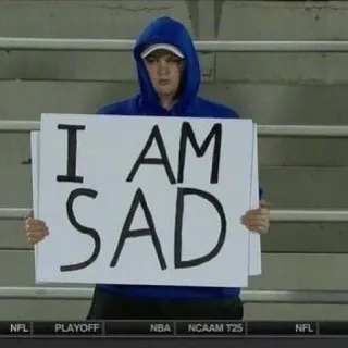 🍄 I AM SAD sad, upset, sign, person, hoodie, depression telegram sticker