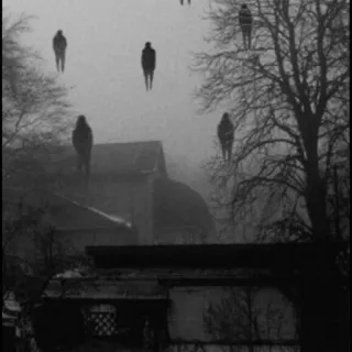 🖤 creepy, horror, fog, ominous, figures, dark telegram sticker