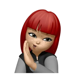 🗣 Emoji, Memoji, Donna, Sussurrando, Segreto, Gossip, Capelli rossi telegram sticker