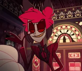 🍾 Alastor Hazbin Hotel kreskówka, demon, radio demon, uśmiechnięty, Hazbin Hotel telegram sticker