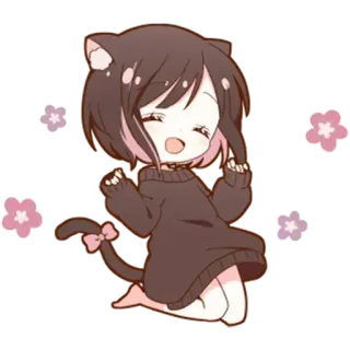🌟 猫耳少女, アニメ, かわいい, 可愛い, ちび, 漫画 telegram sticker