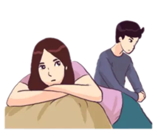 😔 отношения, грустный, пара, расстроенный, мультфильм, человек telegram sticker