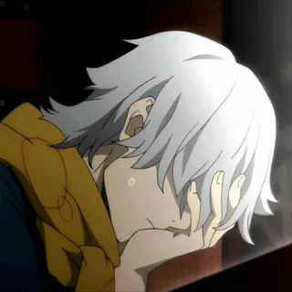 😞 Anime, Triste, Maschio, Personaggio, Capelli Grigi telegram sticker
