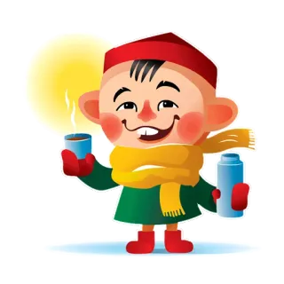 🌩 겨울, 추위, 음료, 목도리, 보온병 whatsapp sticker