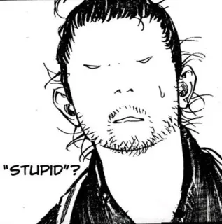😑 "STUPID"? Manga, Gezicht, Zwart-wit, Expressie, Vraag telegram sticker